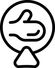 Poster - Line icon of a hand giving a thumbs up, symbolizing approval, inside a circle with a downward pointing triangle