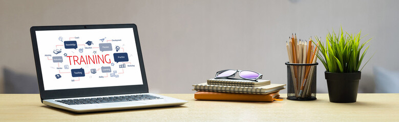 Poster - e-learning website with sofware for student to study online on the internet network snugly