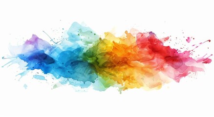 Wall Mural - Colorful Watercolor Splash on White Background. Clip Art Style Perfect for Header, Poster, and Web Design.