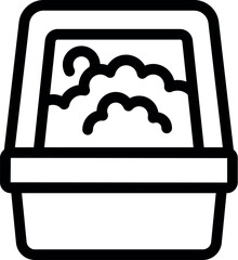 Poster - Line art icon of a cat litter box that is full of clumping cat litter