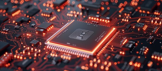 Wall Mural - Close-up image of CPU on circuit board