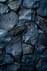 Wall Mural - A close up of a wall made of grey bedrock with a rectangular pattern