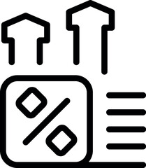 Poster - line icon illustration of interest rate increasing concept with growing up arrows and percentage sym