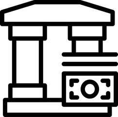 Poster - Line icon of an atm for withdrawing cash under the roof of a bank building