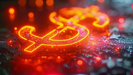 Poster - This glowing dollar sign. Neon dollar symbol on asphalt finance concept