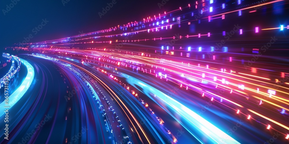 Abstract high speed technology motion light trail tunnel futuristic ...