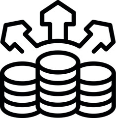 Poster - Line art icon of money increasing with up arrows indicating profit growth