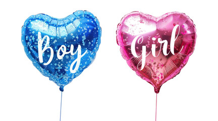 Set of gender reveal balloons isolated on transparent background.