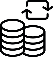 Poster - Simple line icon of money transferring, sending and receiving coins