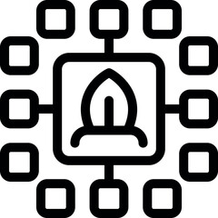 Poster - Digital ecosystem is connecting data points with a central plant icon, representing sustainable technology and environmental data analysis