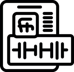 Poster - Black and white icon of a mobile phone displaying a fitness app tracking workout progress
