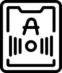 Poster - Bold, graphic icon of a smartphone displaying a letter of the alphabet, useful for concepts like accessibility and assistive technology