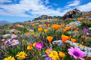 nestled heart of namaqualand south africa kaleidoscope of wildflower burst into bloom transforming a