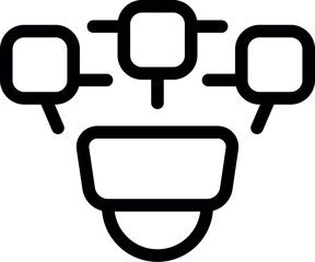 Poster - Bold line icon representing a smart home security system connecting multiple devices