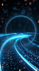 Poster - Abstract Digital Background With Blue Glowing Lines And Circle