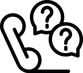Poster - Simple phone handset with two speech bubbles containing question marks, representing asking questions