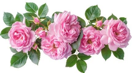 Wall Mural - Beautiful Pink Roses. Isolated Bouquet on White Background