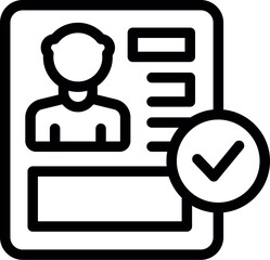 Poster - Minimalist icon of a resume getting approved with a check mark symbol, for use in recruitment and human resource themes