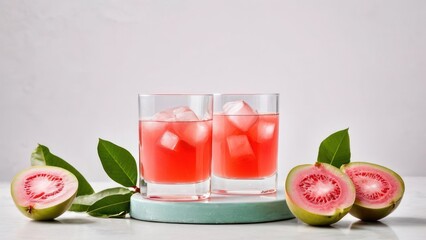 Wall Mural - Pure Serenity, A Minimalist Approach to Cocktail Artistry with Ice, Grapefruit Slices