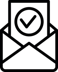 Poster - Open envelope icon showing document with checkmark symbol, representing successful delivery and confirmation