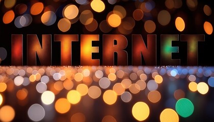 Poster - Glowing Lights Around Internet Text