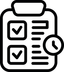 Poster - Simple icon of a clipboard with a clock, showing tasks being completed on time