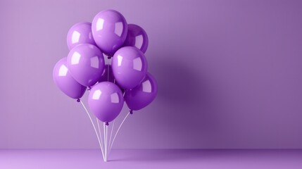 Wall Mural - Colorful Balloons on Vibrant Purple Background for Celebrations and Festivities