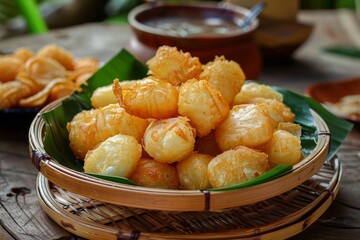 Indonesian snack Cireng is made from fried tapioca dough originating from Sundanese Indonesia