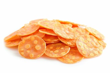 Wall Mural - Isolated orange lentil chips on white background