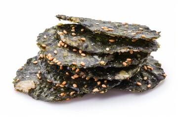 Wall Mural - Japanese rice cracker with Nori seaweed flavor on white background