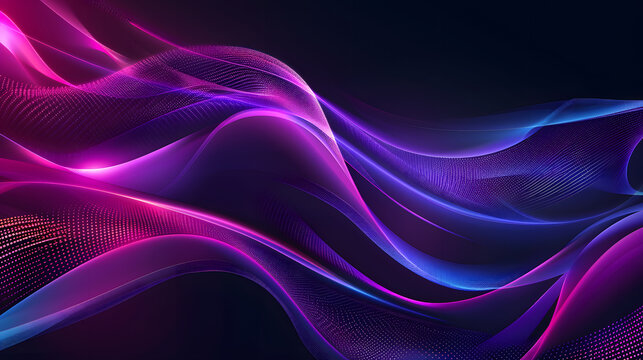 
Dark abstract background with glowing wave. Shiny moving lines design element. Modern purple blue gradient flowing wave lines. Futuristic technology concept.