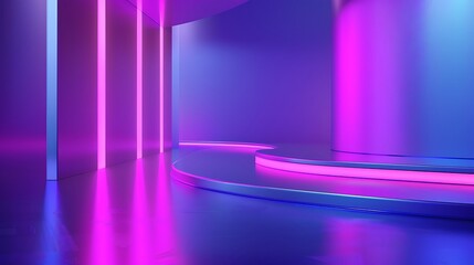 Wall Mural - Abstract Neon Stage with Blue and Pink Lighting