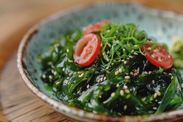 Popular Japanese style salad with seaweed sesame served at sushi restaurants in America and Europe