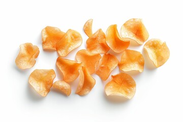 Poster - Potato chips on white background top view Round shape like a flower