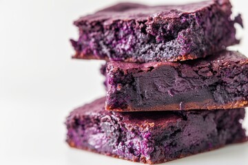 Wall Mural - Purple sweet potato cake on white background