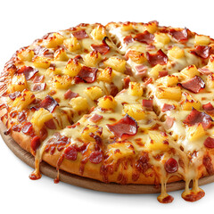 Wall Mural - A slice of pizza with pepperoni and pineapple toppings.