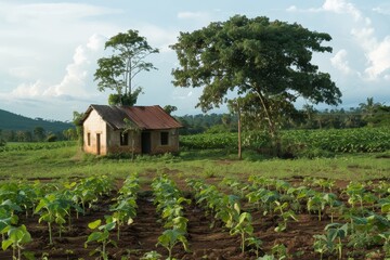 Wall Mural - The cassava farm has a late afternoon vibe