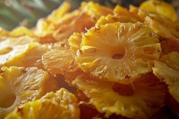 Wall Mural - Thinly sliced pineapple dried in sun fried to crispiness