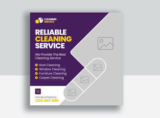 Canvas Print - Cleaning service social media post banner template | Home Cleaning social media post banner | office | home and hotel cleaning social media post banner | Cleaning service marketing post banner design