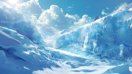 Sticker - dramatic view of a glacier with towering ice