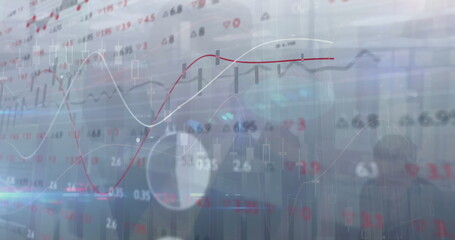 Poster - Image of financial data processing over business people