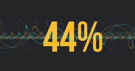 Poster - Image of increasing percentage over digital wave against black background