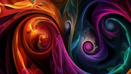 Wall Mural - colorful swirls dance in a hypnotic pattern against a dark backdrop in this psychedelic fractal art.