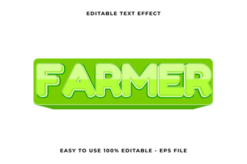 Wall Mural - farmer Editable text effect 3d Trendy template style vintage vector