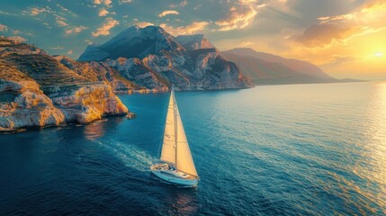 Sailboat Navigating Through a Majestic Sunset