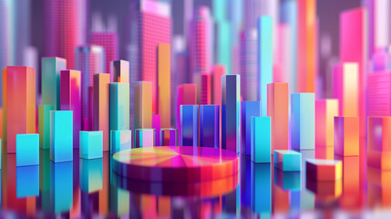 Poster - business economy growth 3d graph