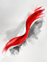 Wall Mural - polish flag wave ribbon white background delicate watercolor effect - generative ai