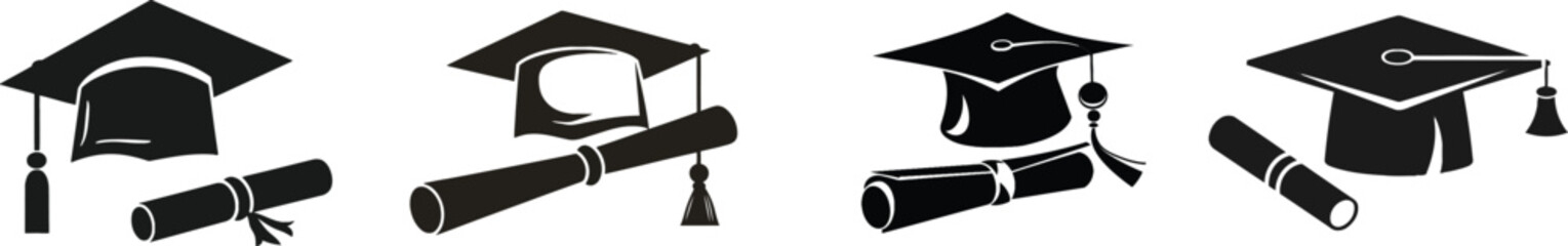 Graduation Cap Icon, Line Art Student Hat Outline, Academic Cap Linear Design, Education Symbol Illustration