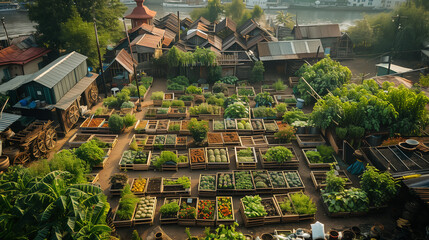 Wall Mural - Planting land next to the house in the village