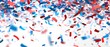 © Bargais - Red, white and blue confetti falling on a blurred background.